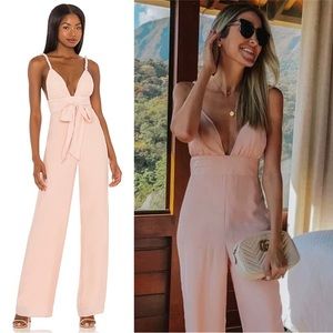 NWT LOVERS + FRIENDS 70s Ballet Pink Wide Leg Sleeveless Tie Waist Jumpsuit S